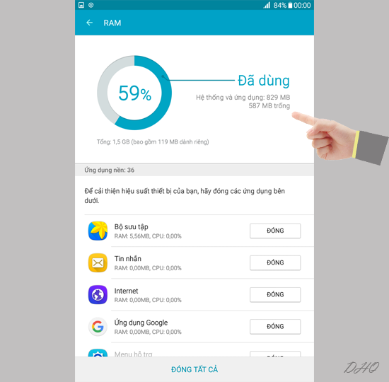 Bạn có thể kiểm tra thông tin Ram